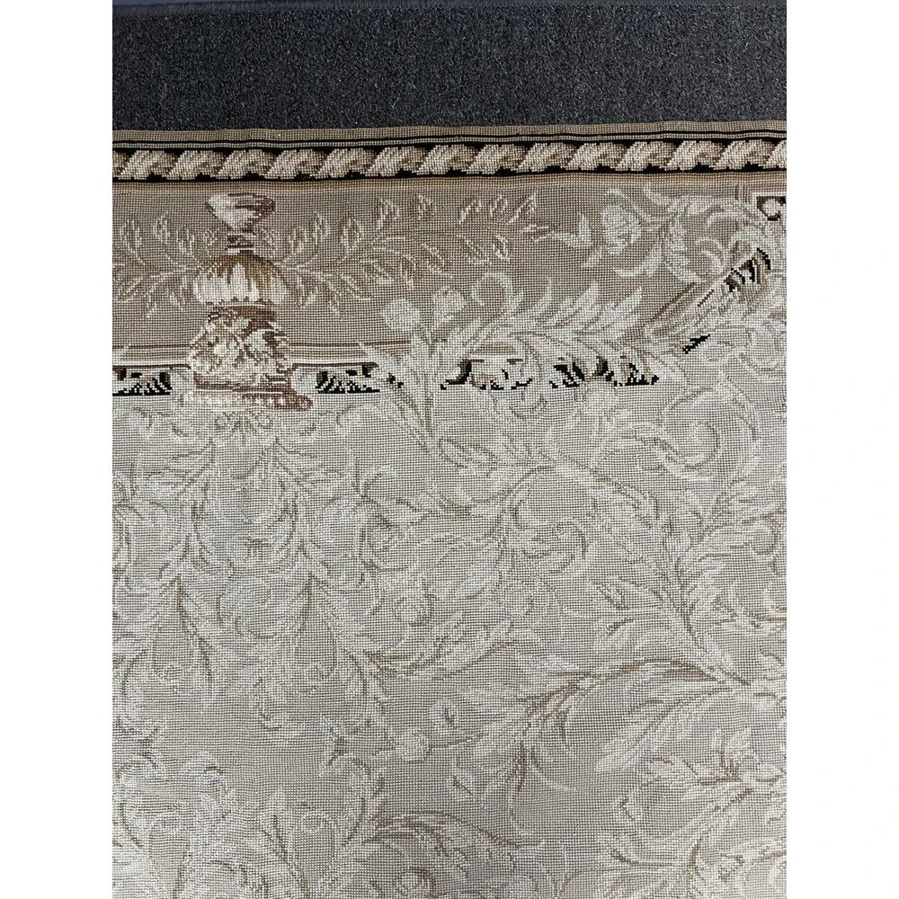 Vintage Needlepoint Tapestry Rug In The Style Of French Aubusson Nuetral 72x46”